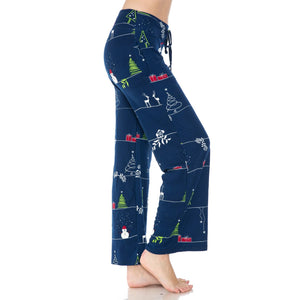 Buttery Soft Print Pajama Pants with Drawstring: Christmas