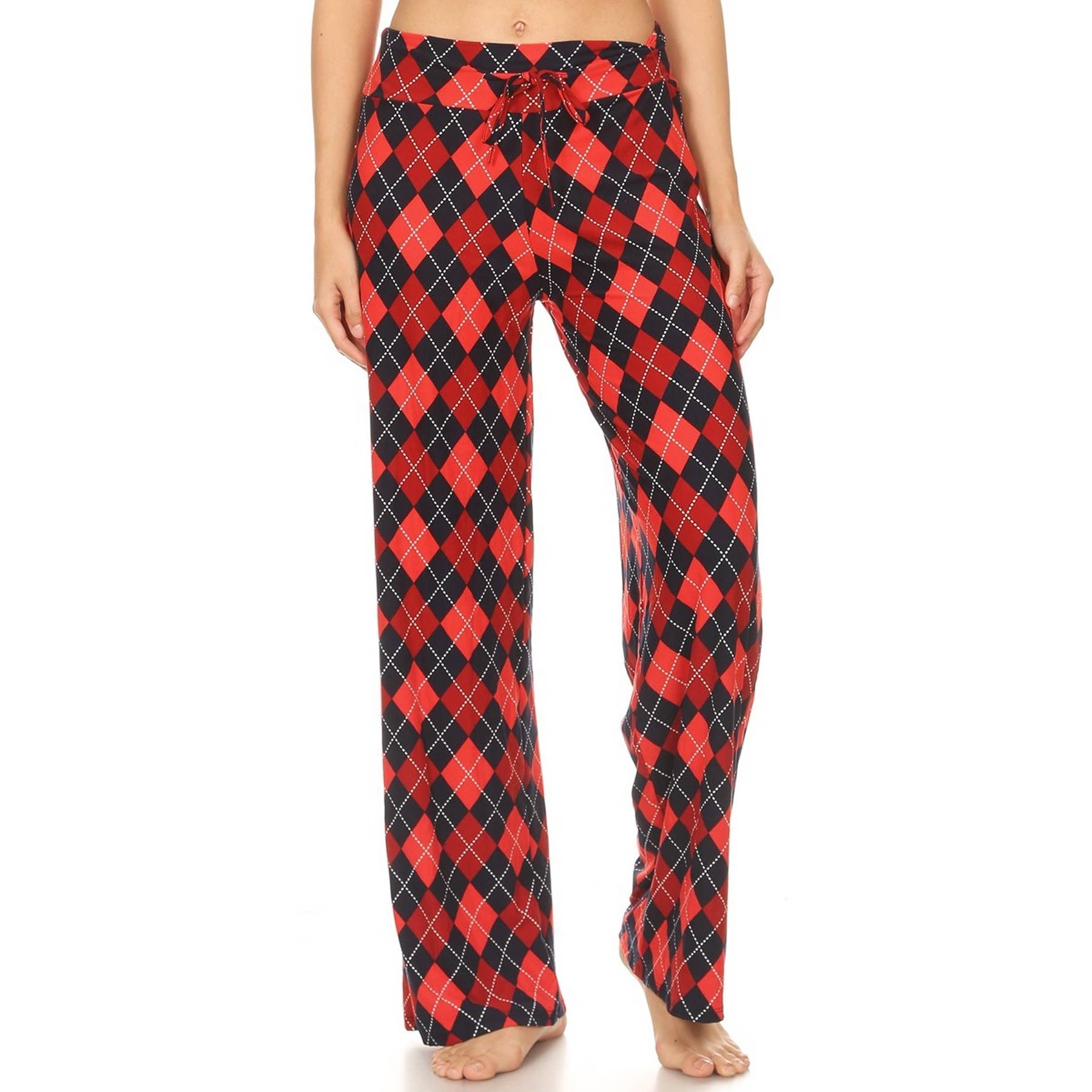 Buttery Soft Print Pajama Pants with Drawstring: plaid