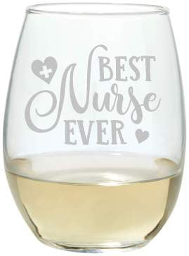 Best Nurse Ever- stemless wine glass
