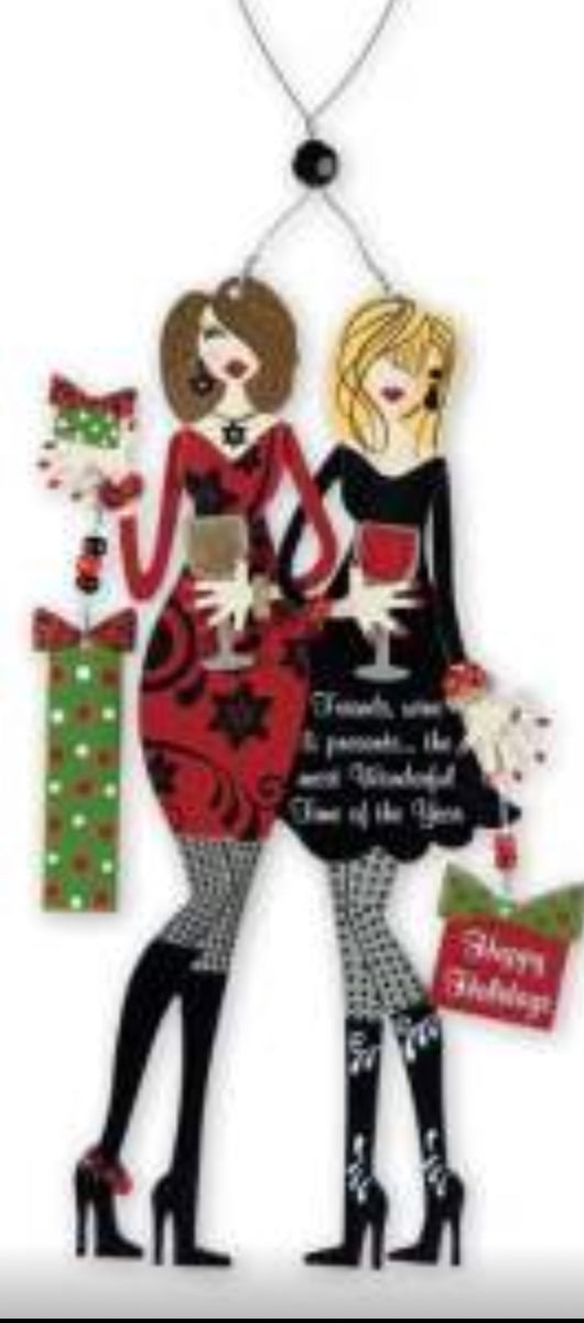 Fabulous friends with wine Ornaments
