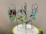 Load image into Gallery viewer, Fused glass floral plant stakes
