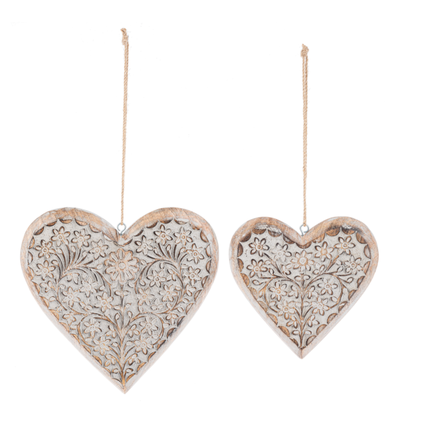 carved heart ornaments