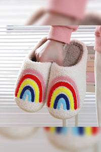 Fluffy clearance rainbow slippers