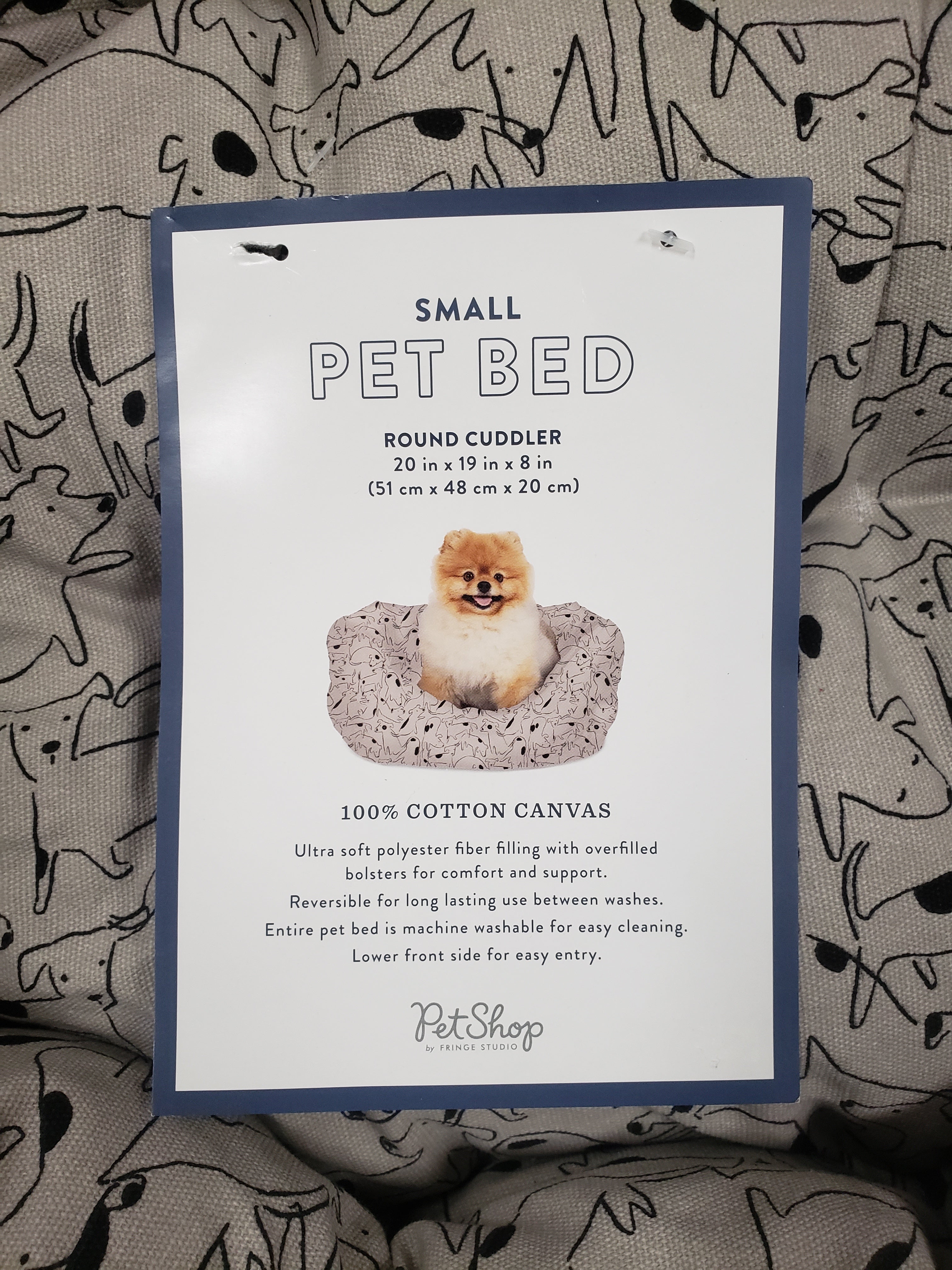 Small Round Dog Bed Dog Print