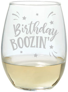 Birthday Boozin' Wine Glass