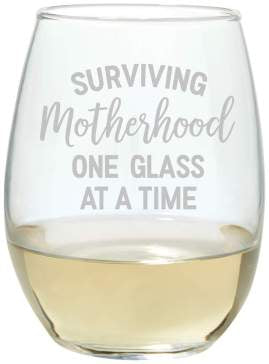 Surviving Motherhood - stemless wine glass
