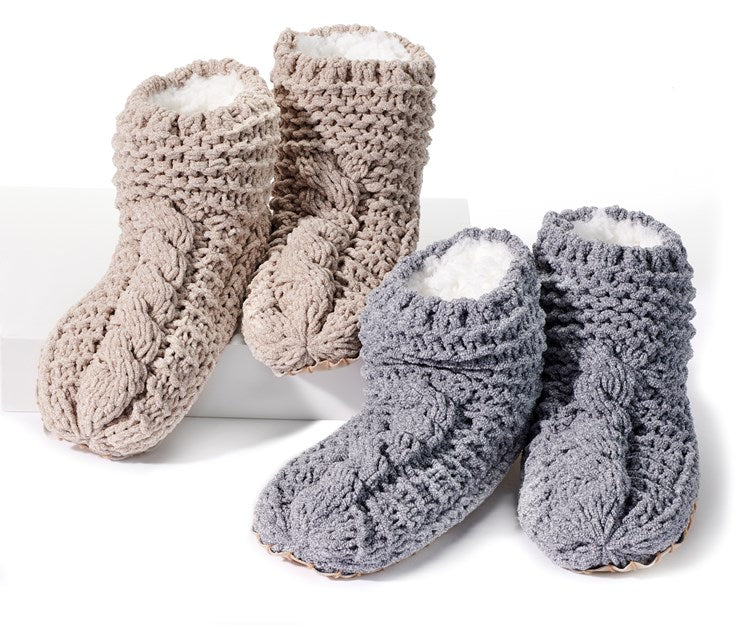 Knitted fuzzy slipper socks
