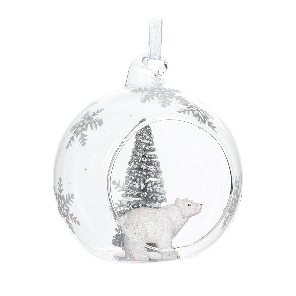 Polar bear open ball ornament