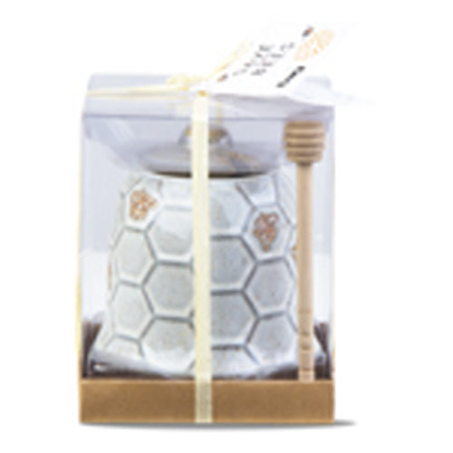 Bee hive honeypot and dipper set
