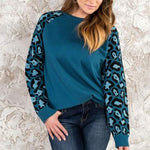 Load image into Gallery viewer, Sweaters with animal print sleeves final sale
