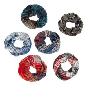 Infinity nubby scarves in plaid