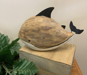 Rustic wood whales
