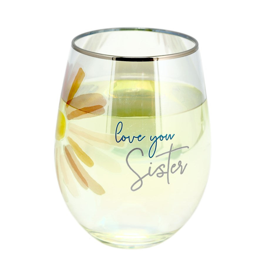 Rosy Heart stemless wine glass