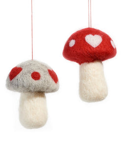 Wool mushroom ornament