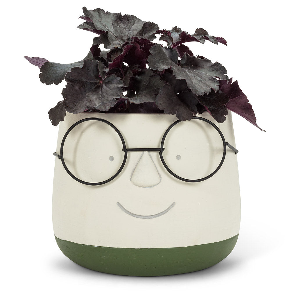 Face with glasses planter