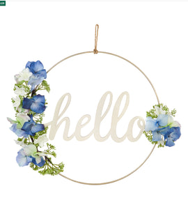 Blue and white floral wall decor