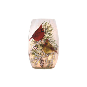 Cardinals in Pine Light Up Small Vase