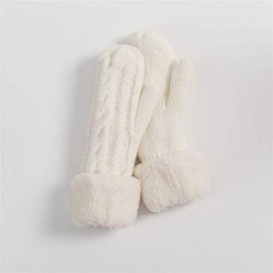 Cable knit lined mittens