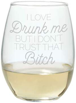 Drunk Me - stemless wine glass