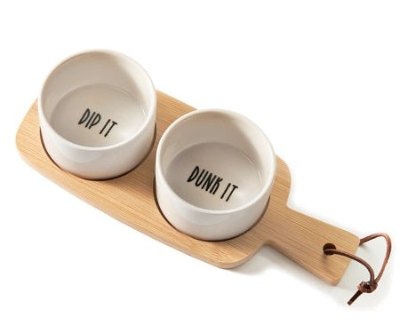 Condiment bowls with bamboo tray