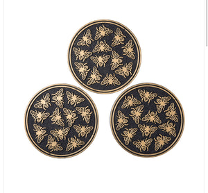 Recycled Rubber Stepping Stones, Set of 3 - Golden Bees