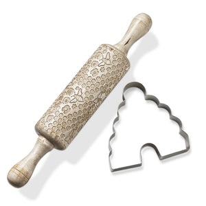 Embossed Rolling pin and cookie cutter